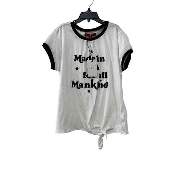 NWT 7 For All Mankind Girl’s Size XL Side Tie Ringer T-Shirt - Picture 2 of 12
